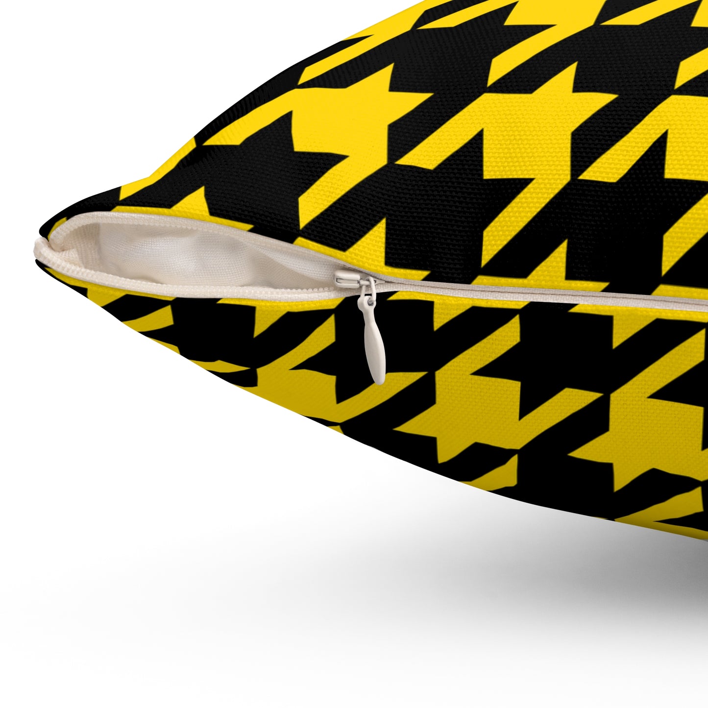 Gold, Black Retro Houndstooth Cushion Pillow