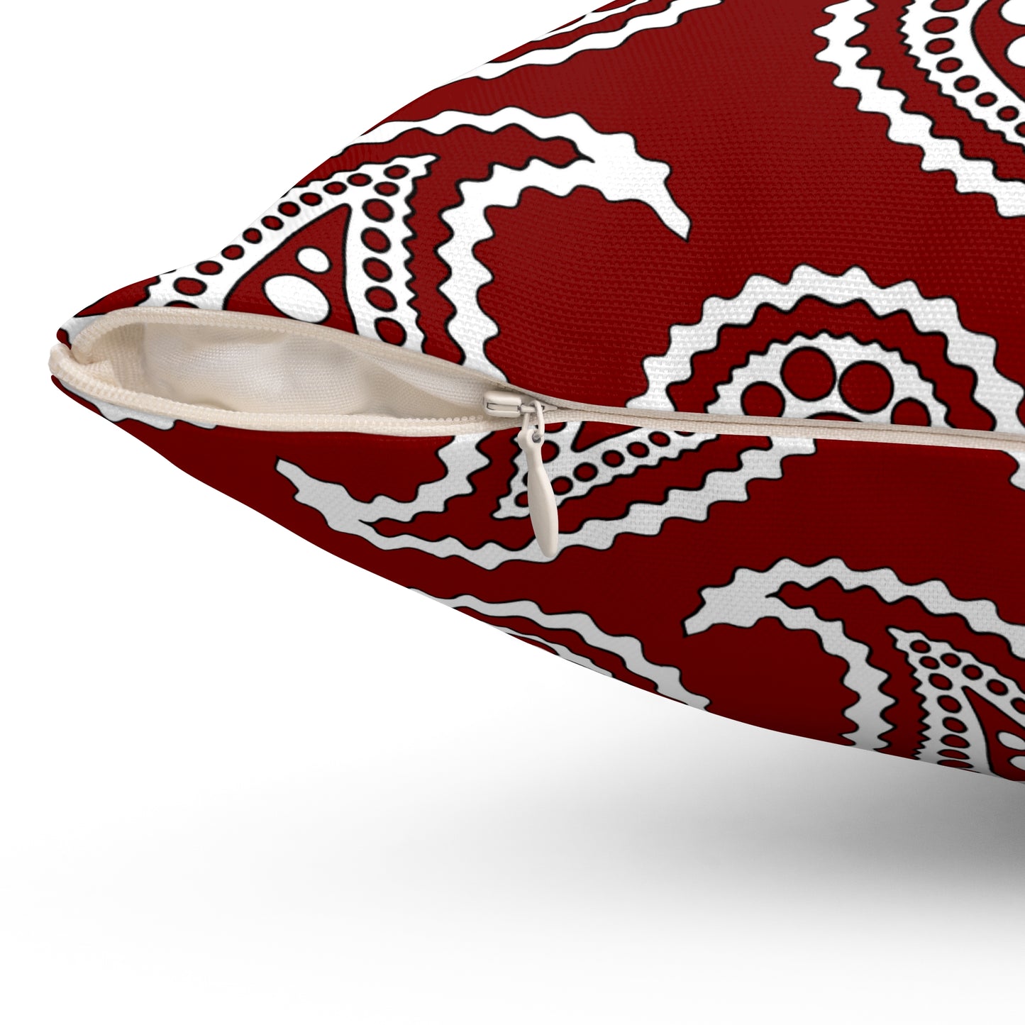 Maroon, White Retro Paisley Cushion Pillow