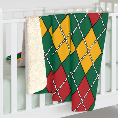 Lithuania Retro Argyle Blanket Throw