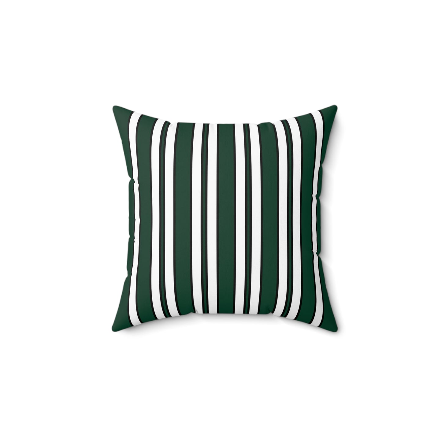 Dark Green, White Retro Stripes Cushion Pillow