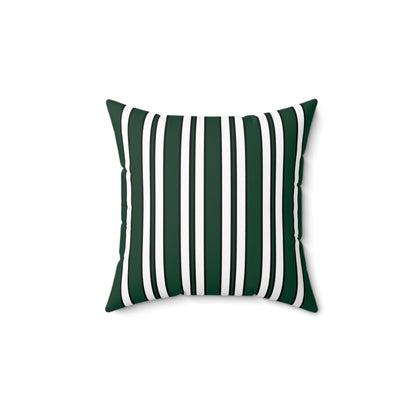 Dark Green, White Retro Stripes Cushion Pillow