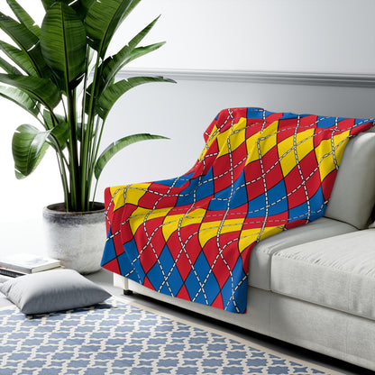 Mongolia Retro Argyle Blanket Throw