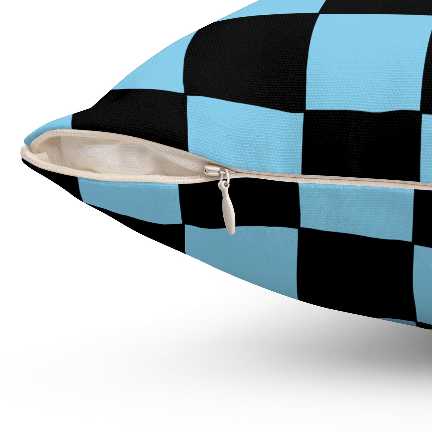 Sky Blue, Black Retro Check Cushion Pillow