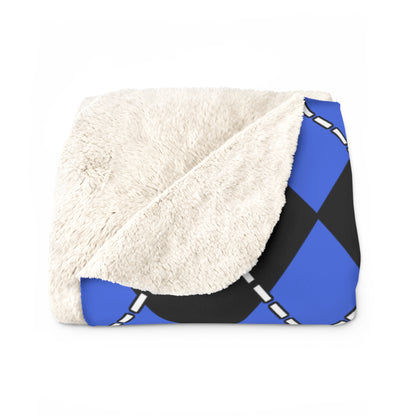 Royal Blue, Black Retro Argyle Blanket Throw