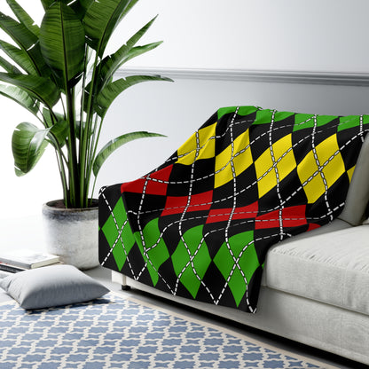 Saint Kitts And Nevis Retro Argyle Blanket Throw