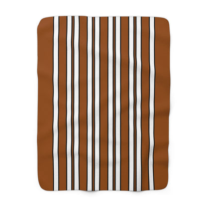 Brown, White Retro Stripes Blanket Throw