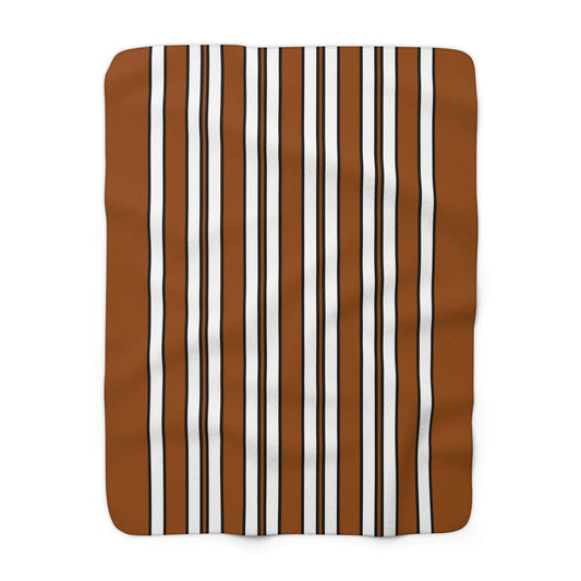 Brown, White Retro Stripes Blanket Throw