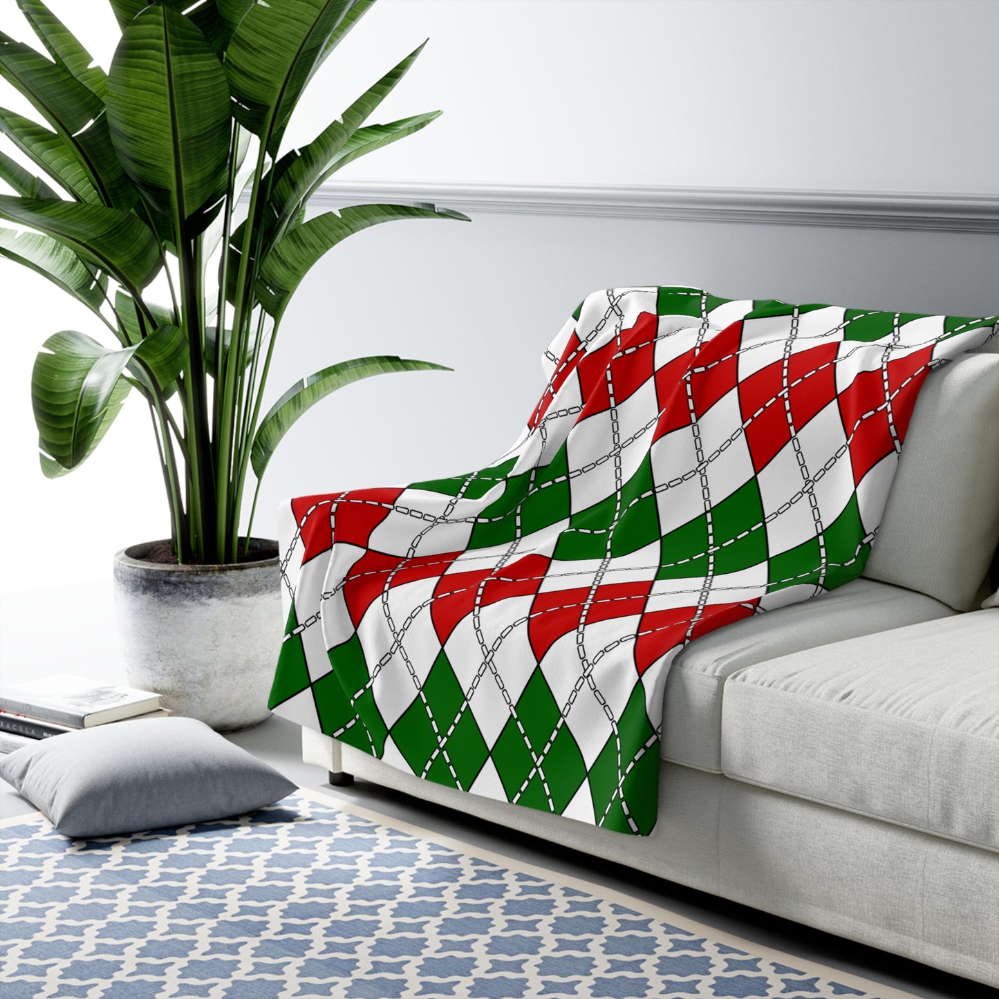Tajikistan Retro Argyle Blanket Throw