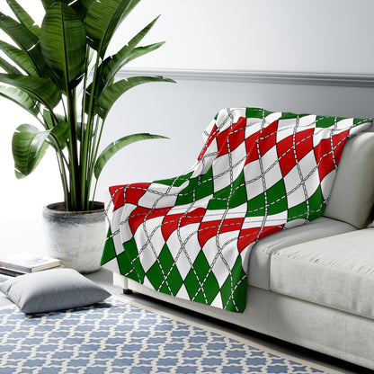 Tajikistan Retro Argyle Blanket Throw