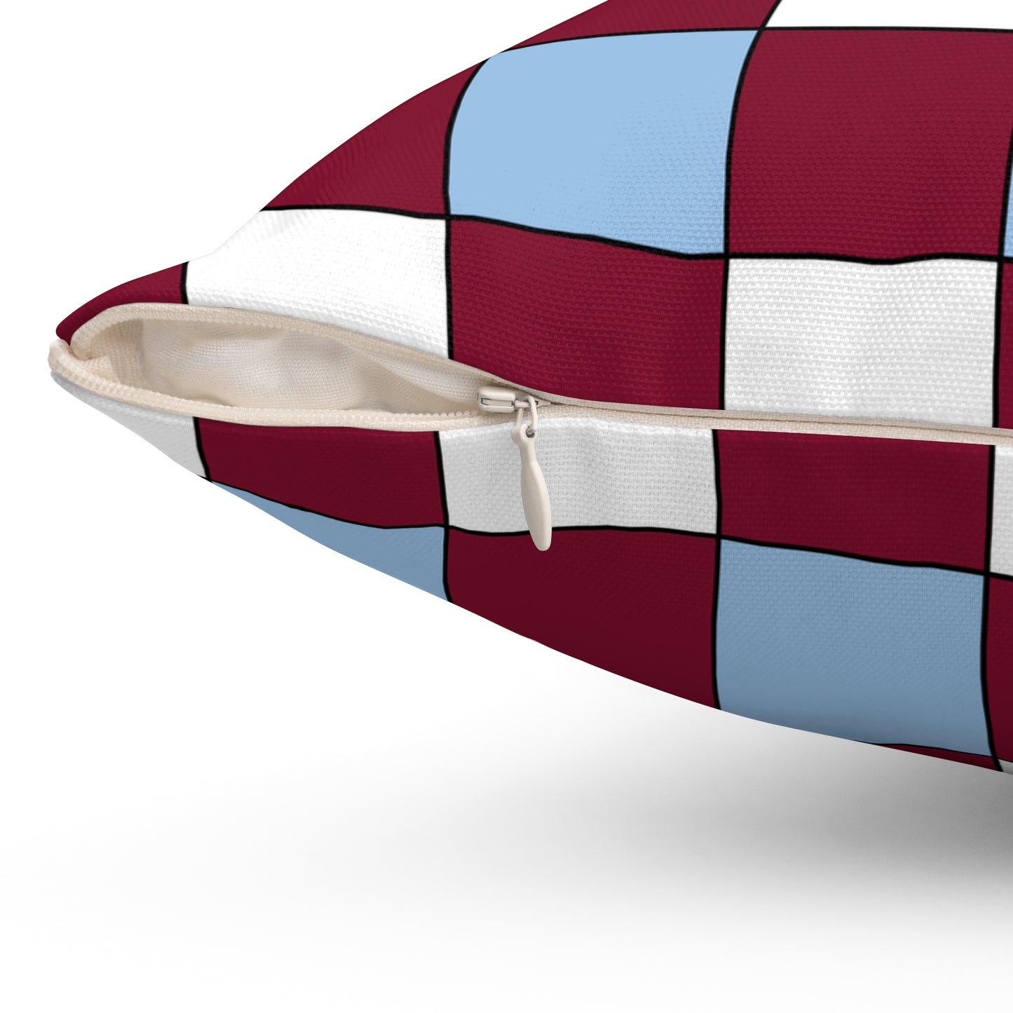 Claret, Blue, White Retro Check Cushion Pillow