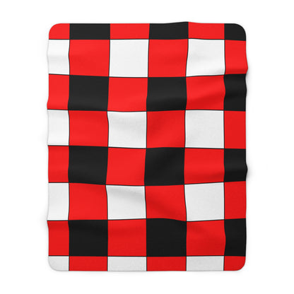Red, Black, White Retro Check Blanket Throw