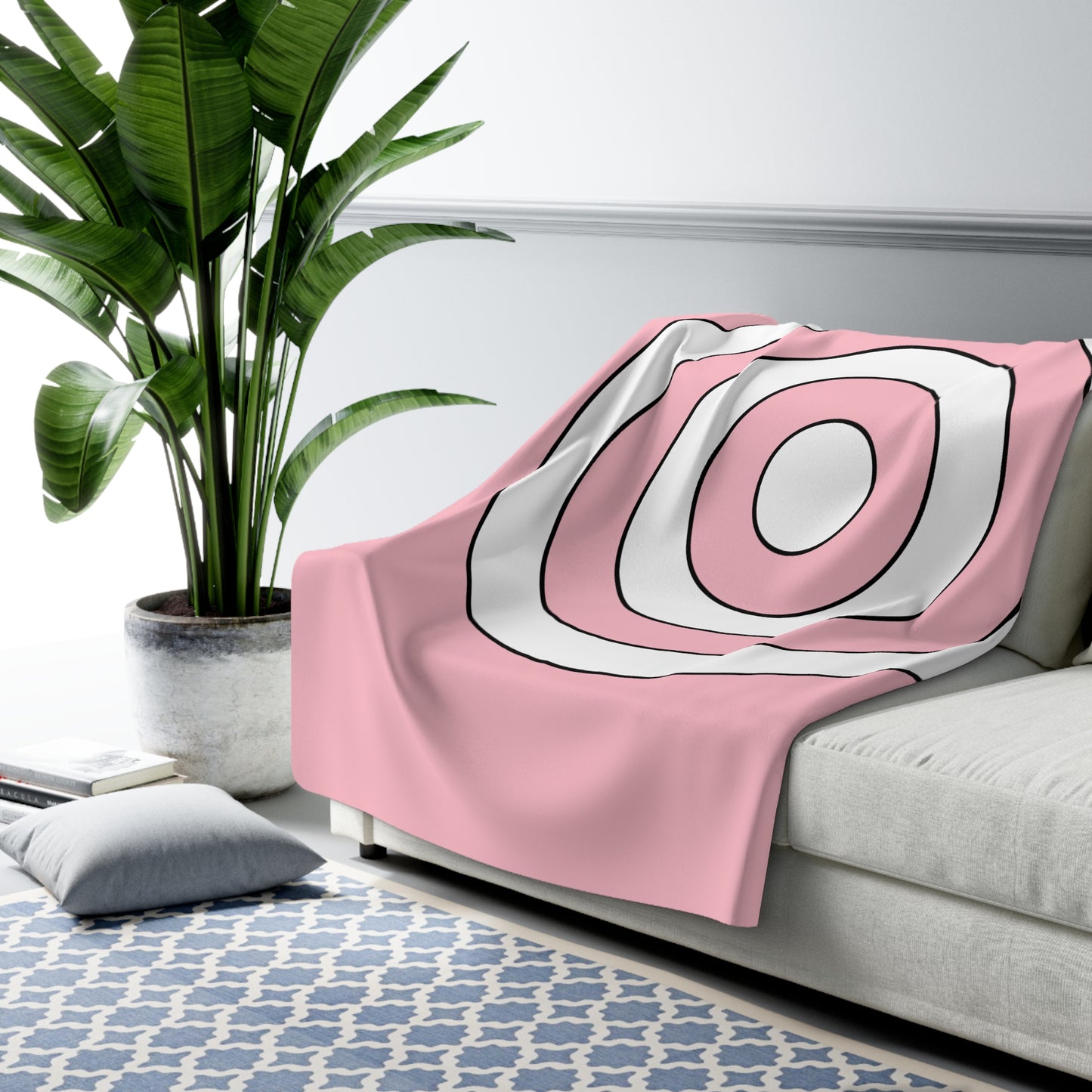Pink, White Retro Target Blanket Throw
