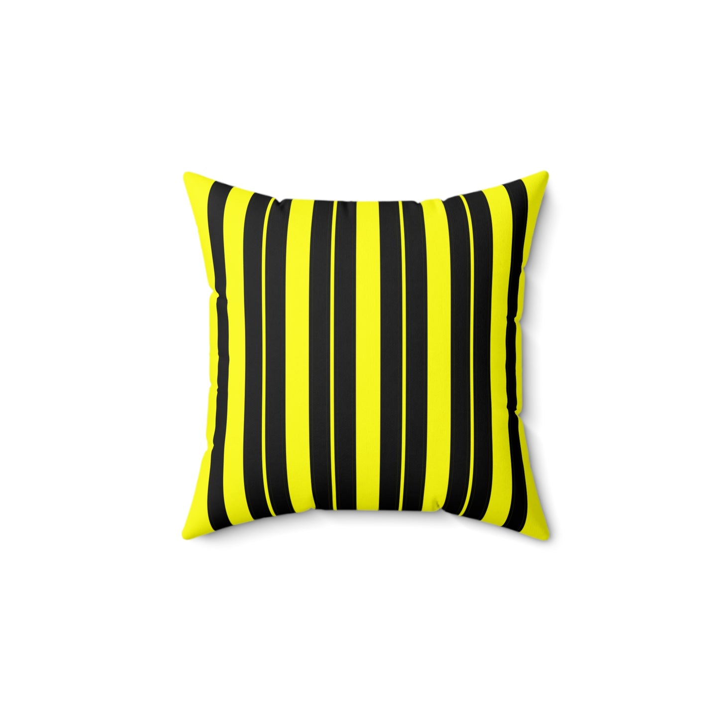 Yellow, Black Retro Stripes Cushion Pillow