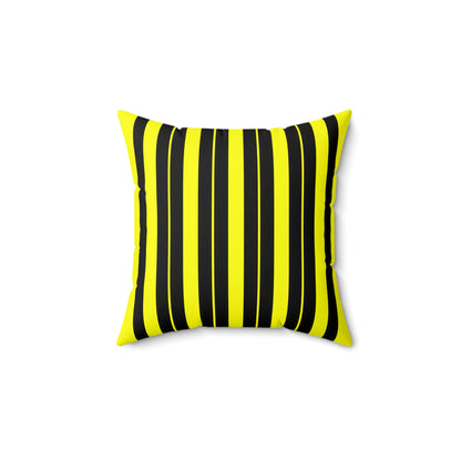 Yellow, Black Retro Stripes Cushion Pillow