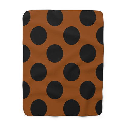 Brown, Black Retro Polka Dots Blanket Throw