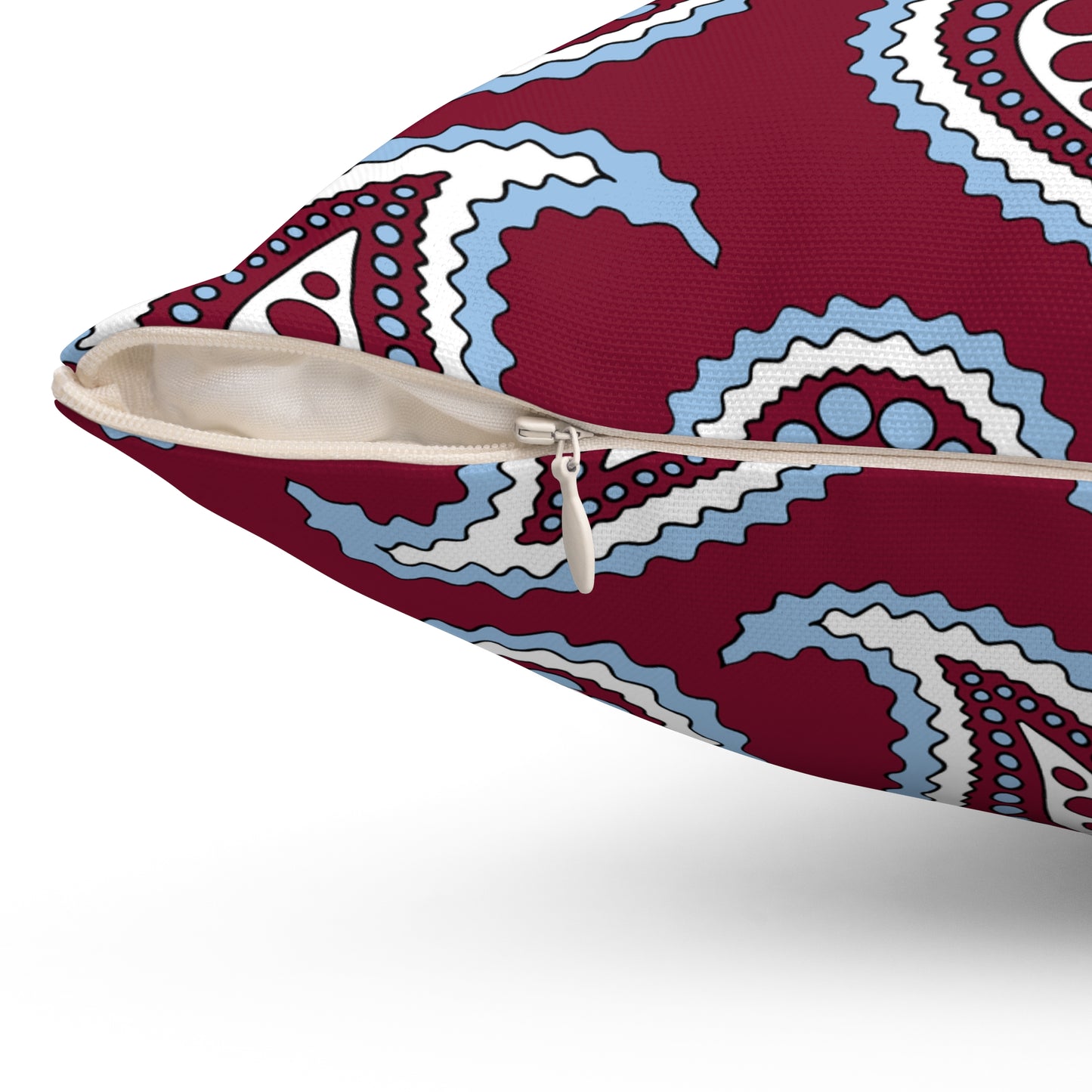 Claret, Blue, White Retro Paisley Cushion Pillow