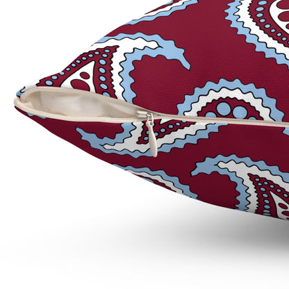 Claret, Blue, White Retro Paisley Cushion Pillow