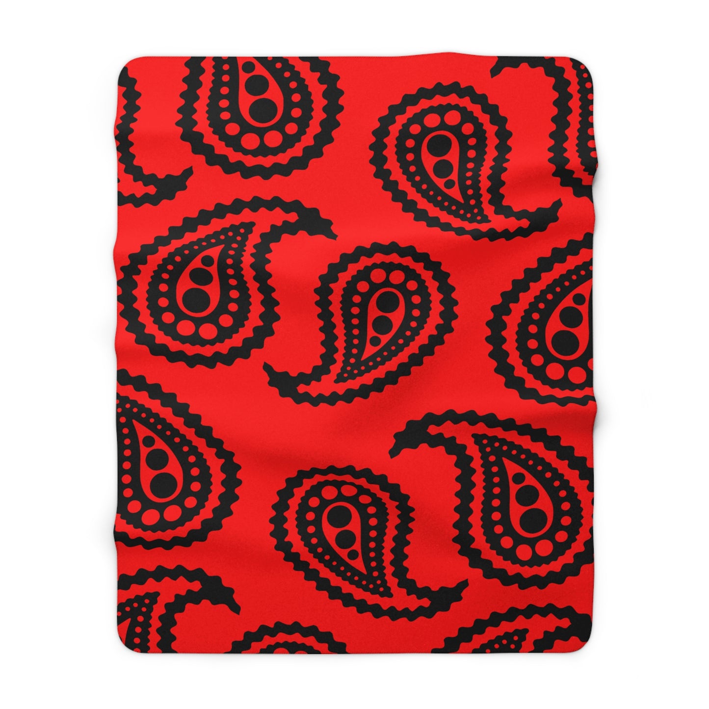Red, Black Retro Paisley Blanket Throw