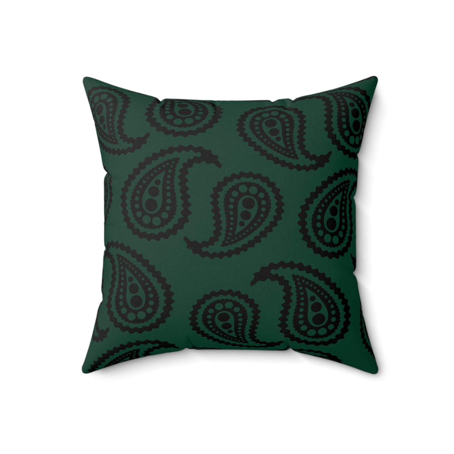 Dark Green, Black Retro Paisley Cushion Pillow