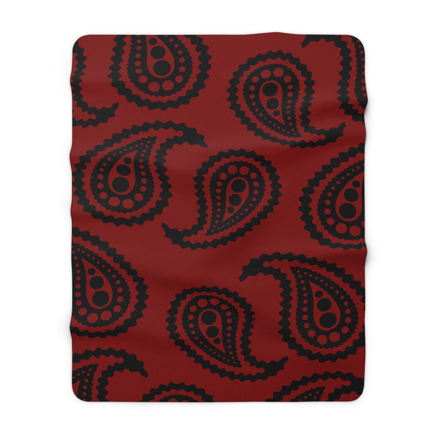 Maroon, Black Retro Paisley Blanket Throw