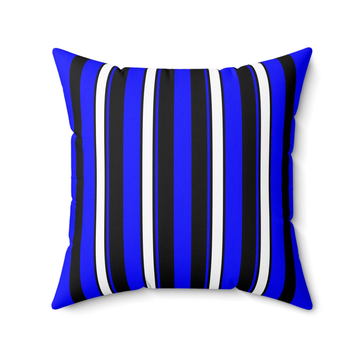 Blue, Black, White Retro Stripes Cushion Pillow