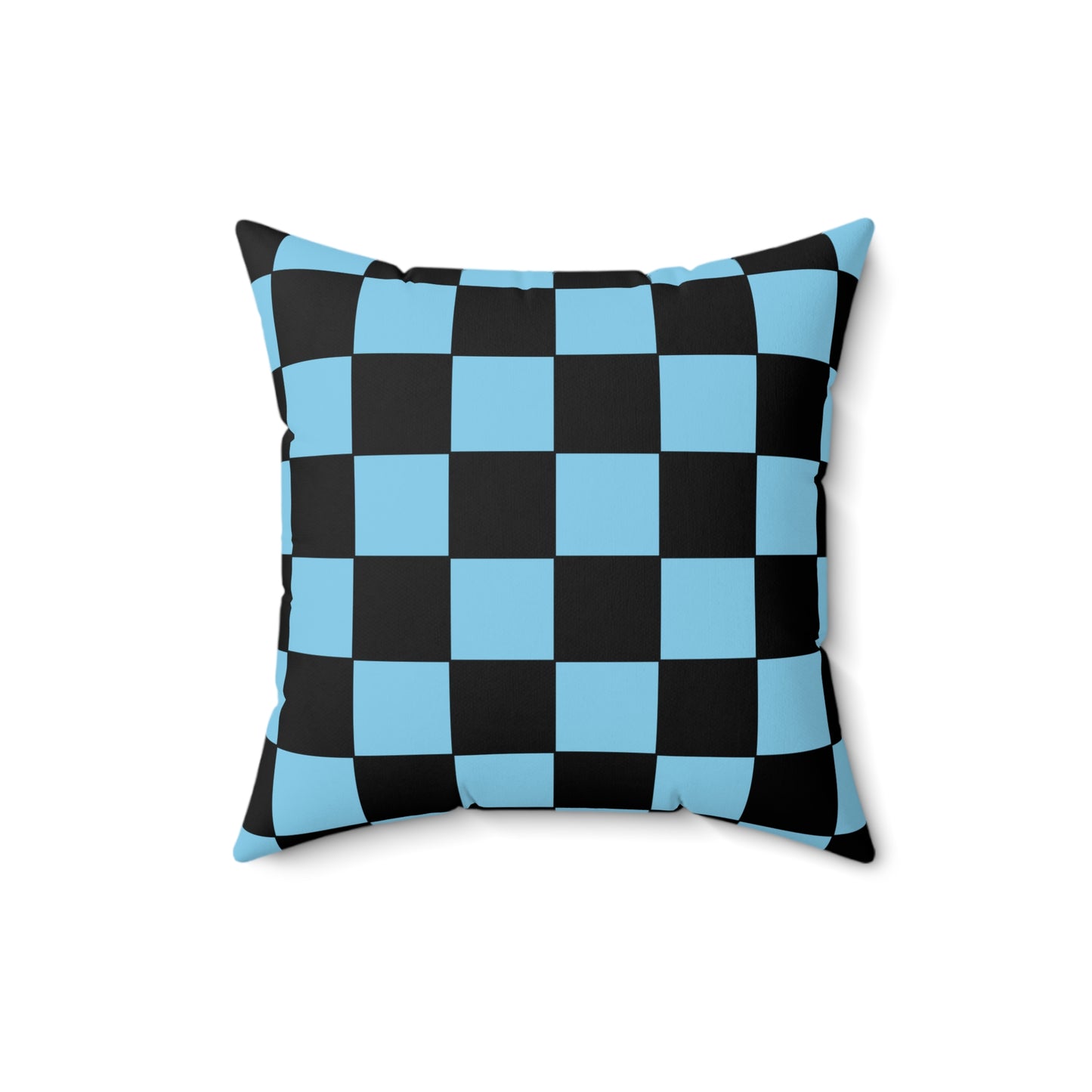 Sky Blue, Black Retro Check Cushion Pillow