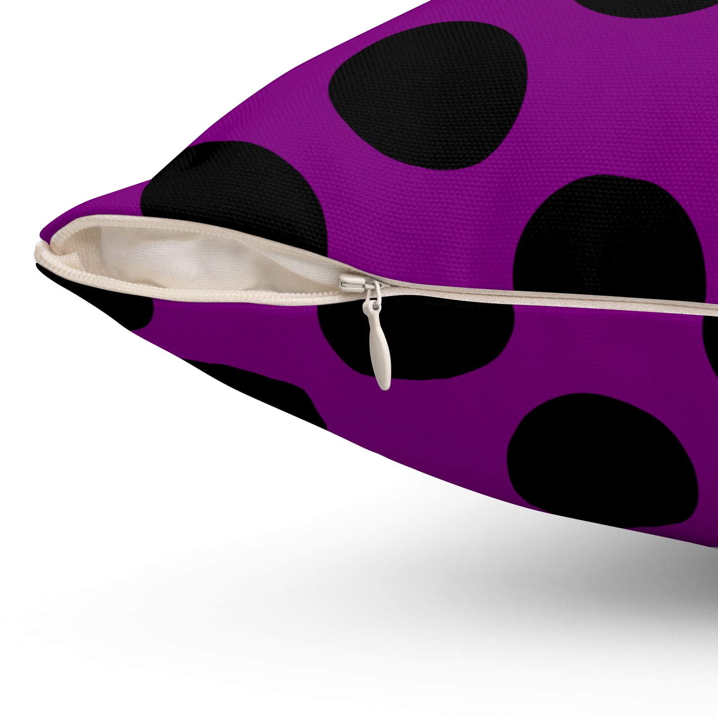 Purple, Black Retro Polka Dots Cushion Pillow