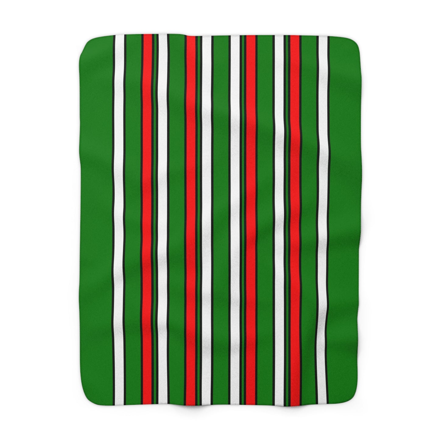Green, White, Red Retro Stripes Blanket Throw
