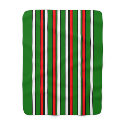 Green, White, Red Retro Stripes Blanket Throw