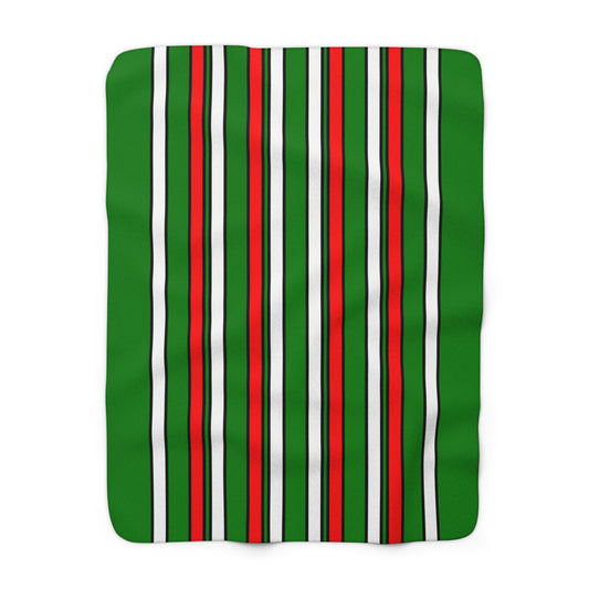 Green, White, Red Retro Stripes Blanket Throw