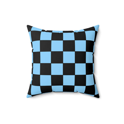 Light Blue, Black Retro Check Cushion Pillow