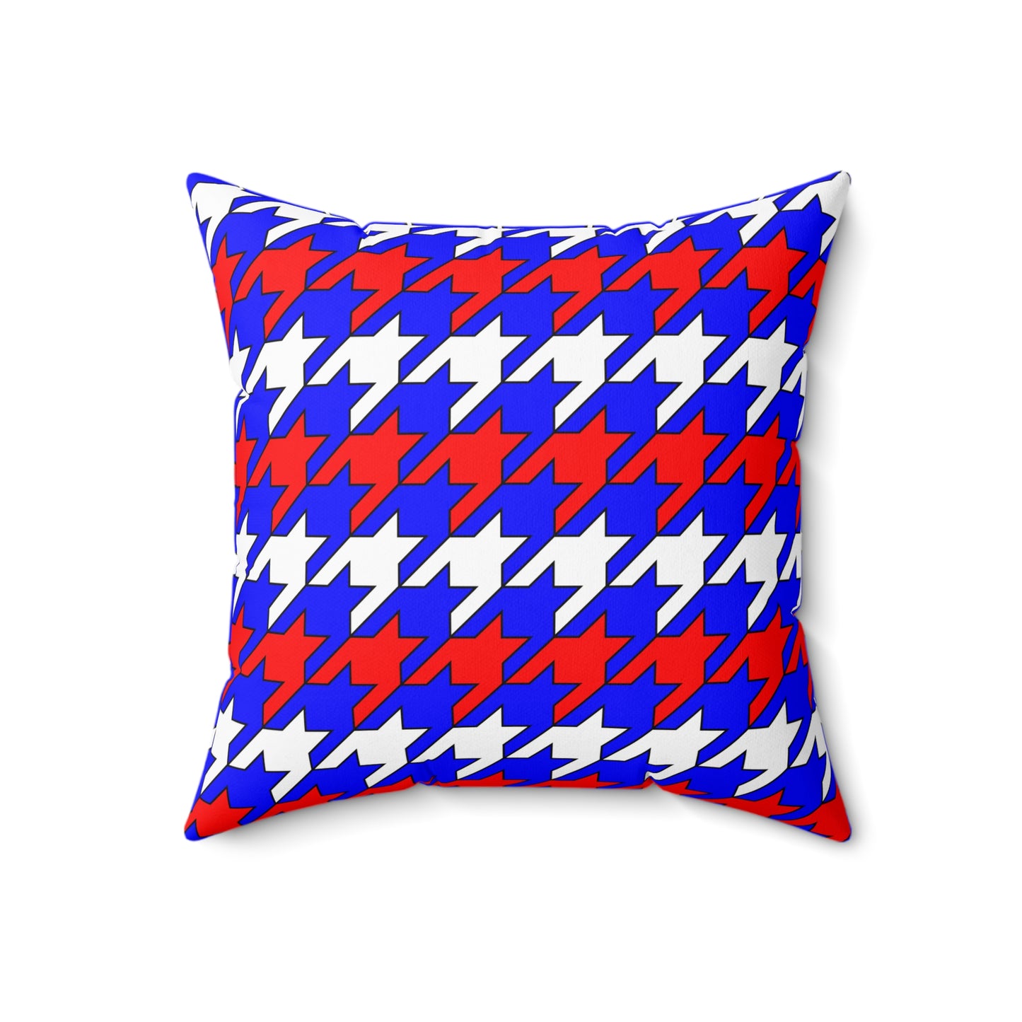 Blue, White, Red Retro Houndstooth Cushion Pillow