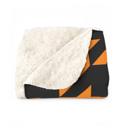 Dark Orange, Black Retro Houndstooth Blanket Throw