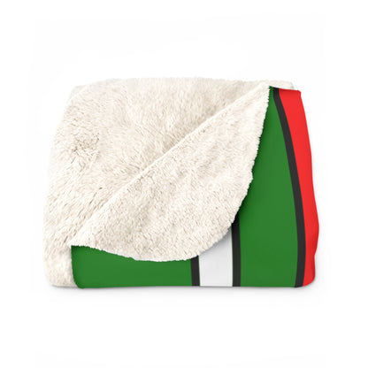 Green, White, Red Retro Stripes Blanket Throw