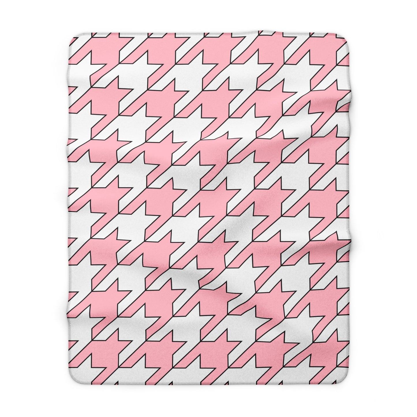 Pink, White Retro Houndstooth Blanket Throw