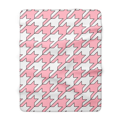 Pink, White Retro Houndstooth Blanket Throw