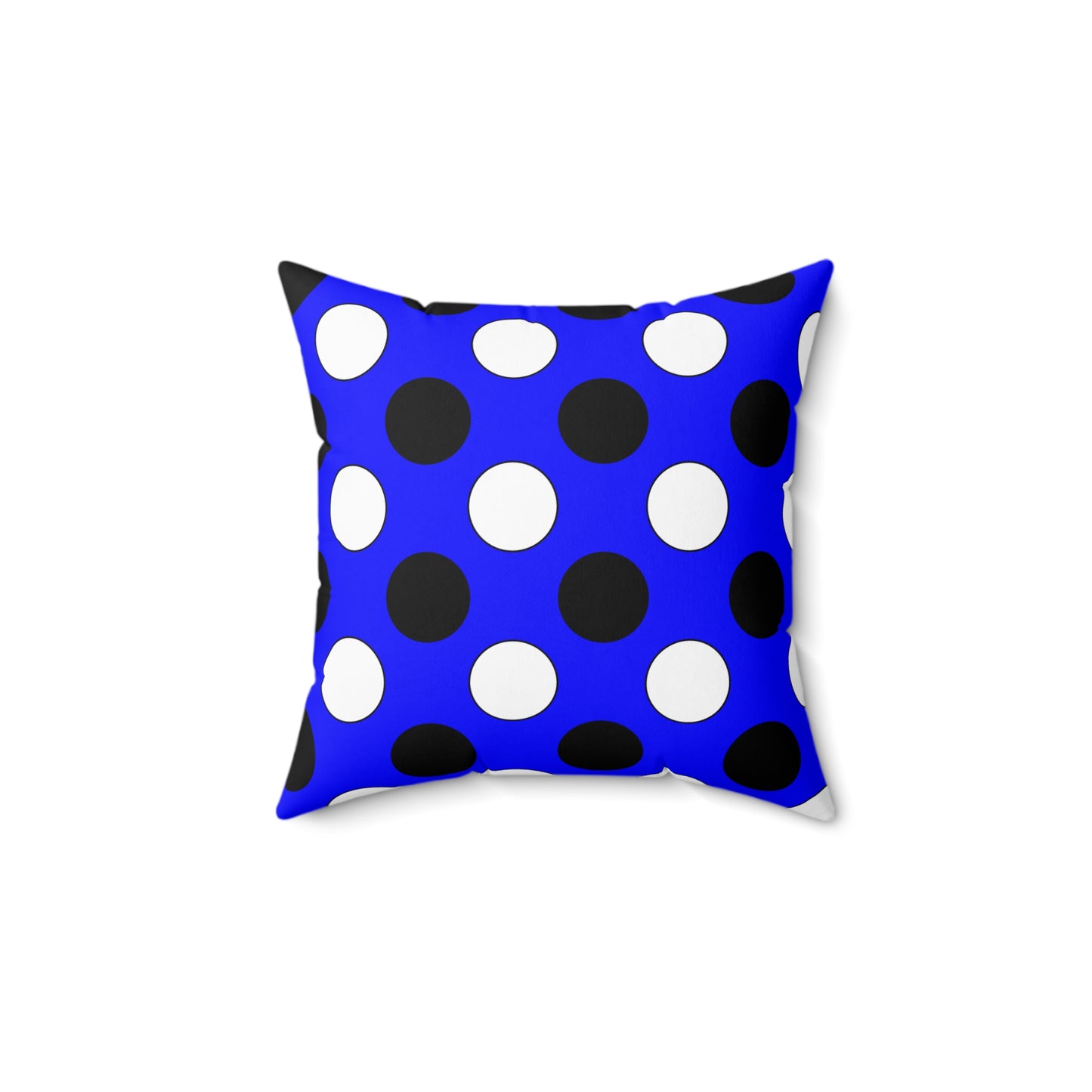 Blue, Black, White Retro Polka Dots Cushion Pillow