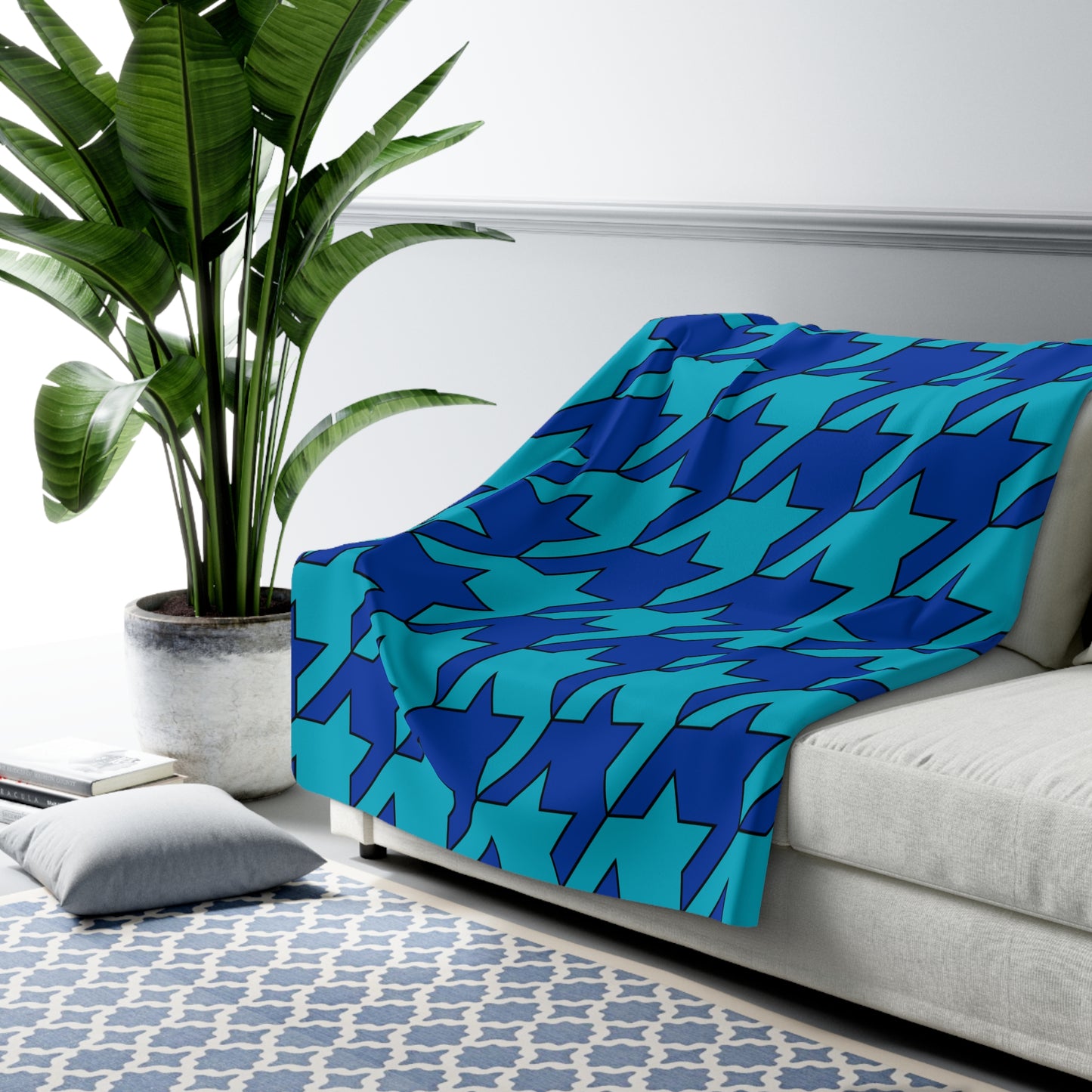 Pacific Islands Retro Houndstooth Blanket Throw