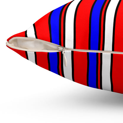 Red, White, Blue Retro Stripes Cushion Pillow