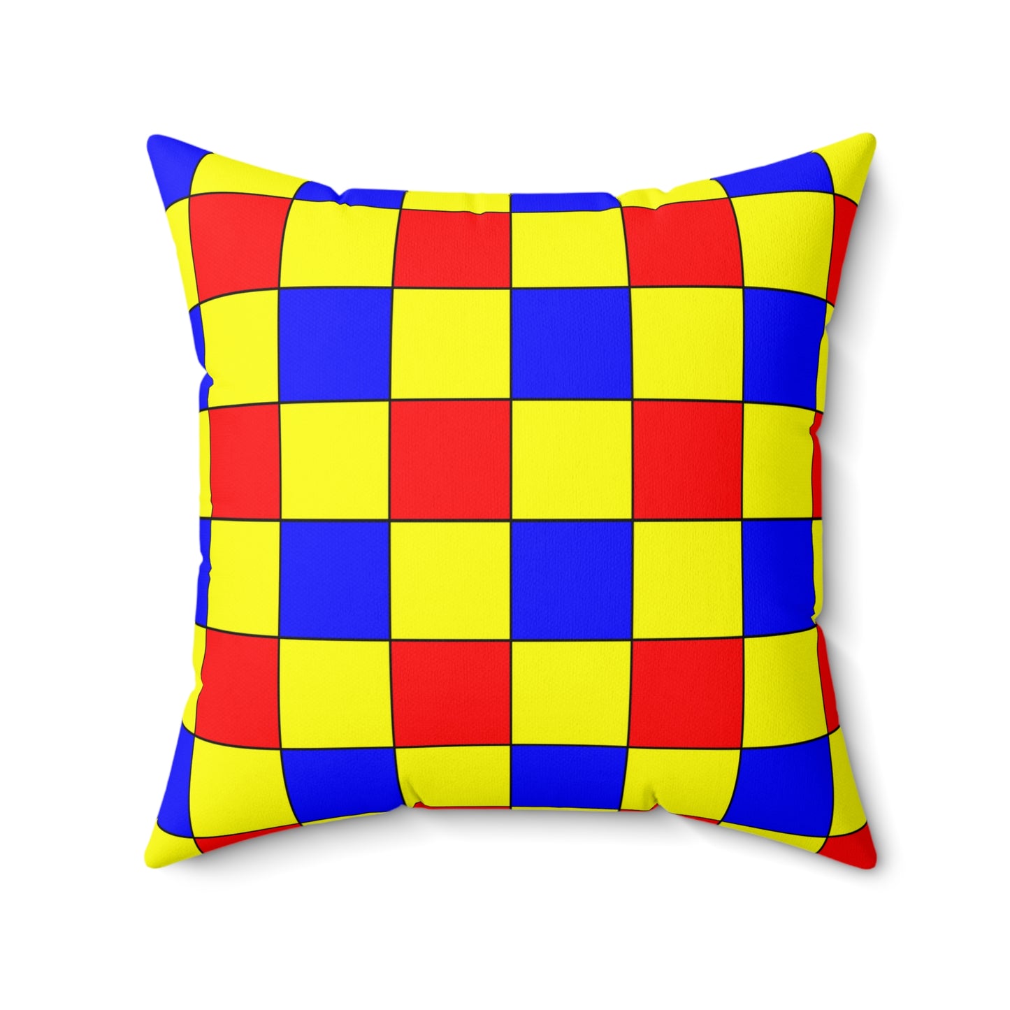 Yellow, Blue, Red Retro Check Cushion Pillow
