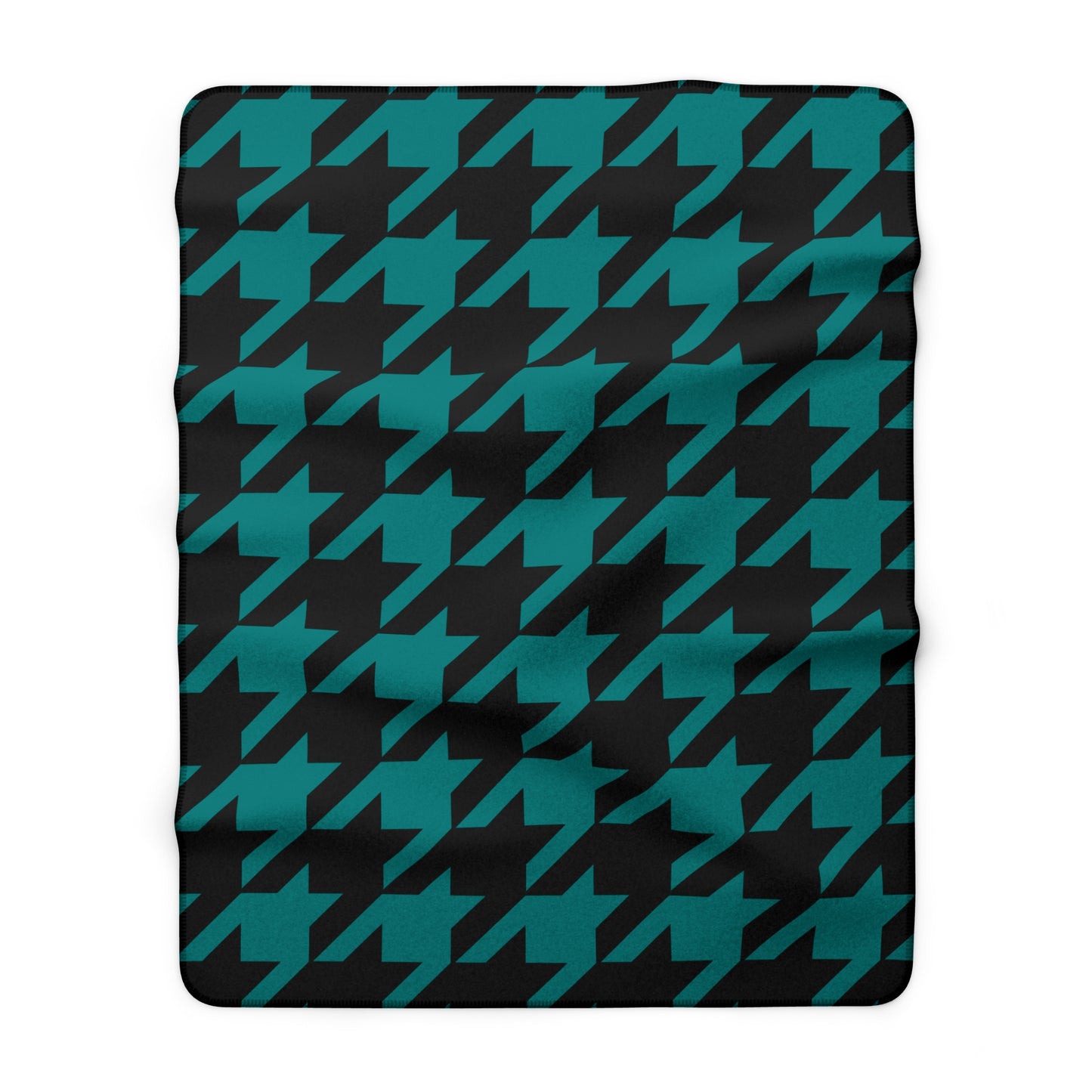 Teal, Black Retro Houndstooth Blanket Throw