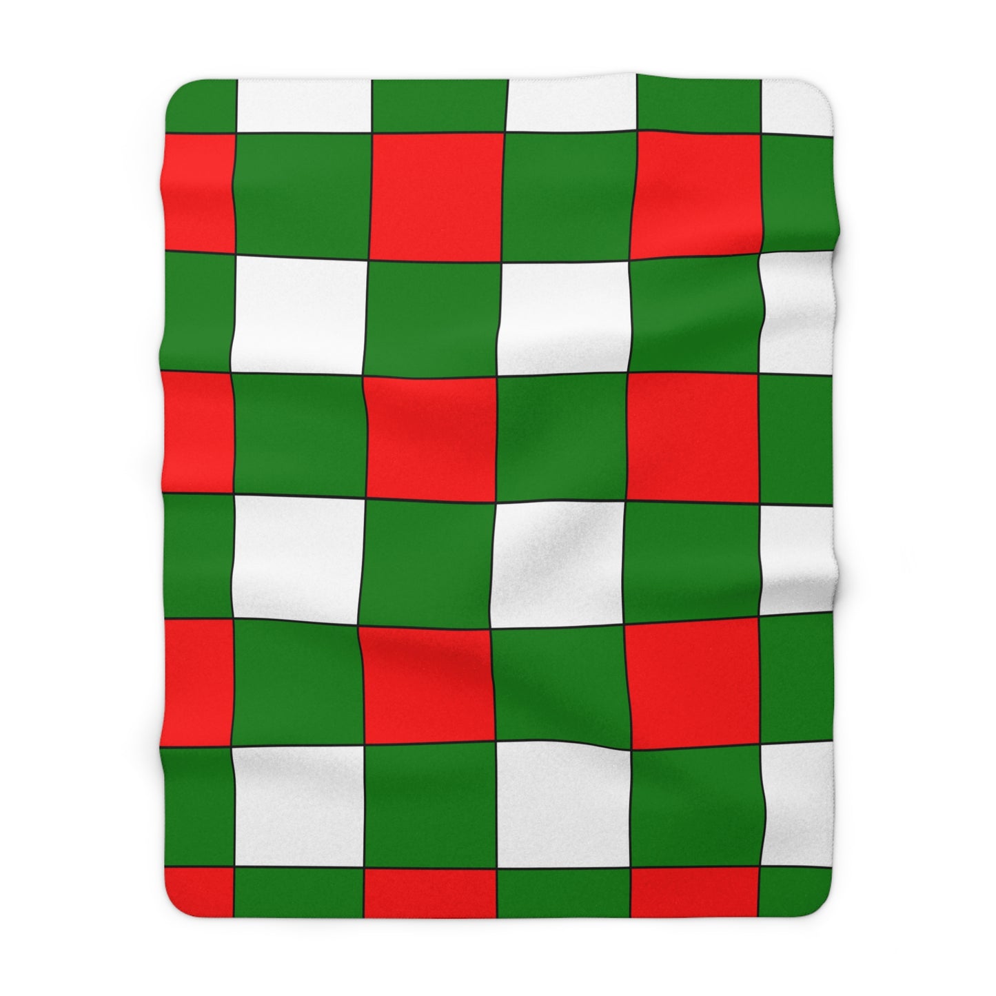 Green, White, Red Retro Check Blanket Throw