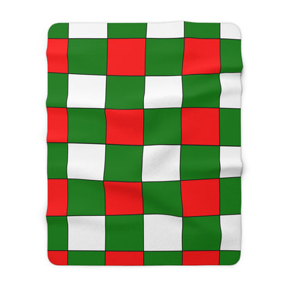 Green, White, Red Retro Check Blanket Throw