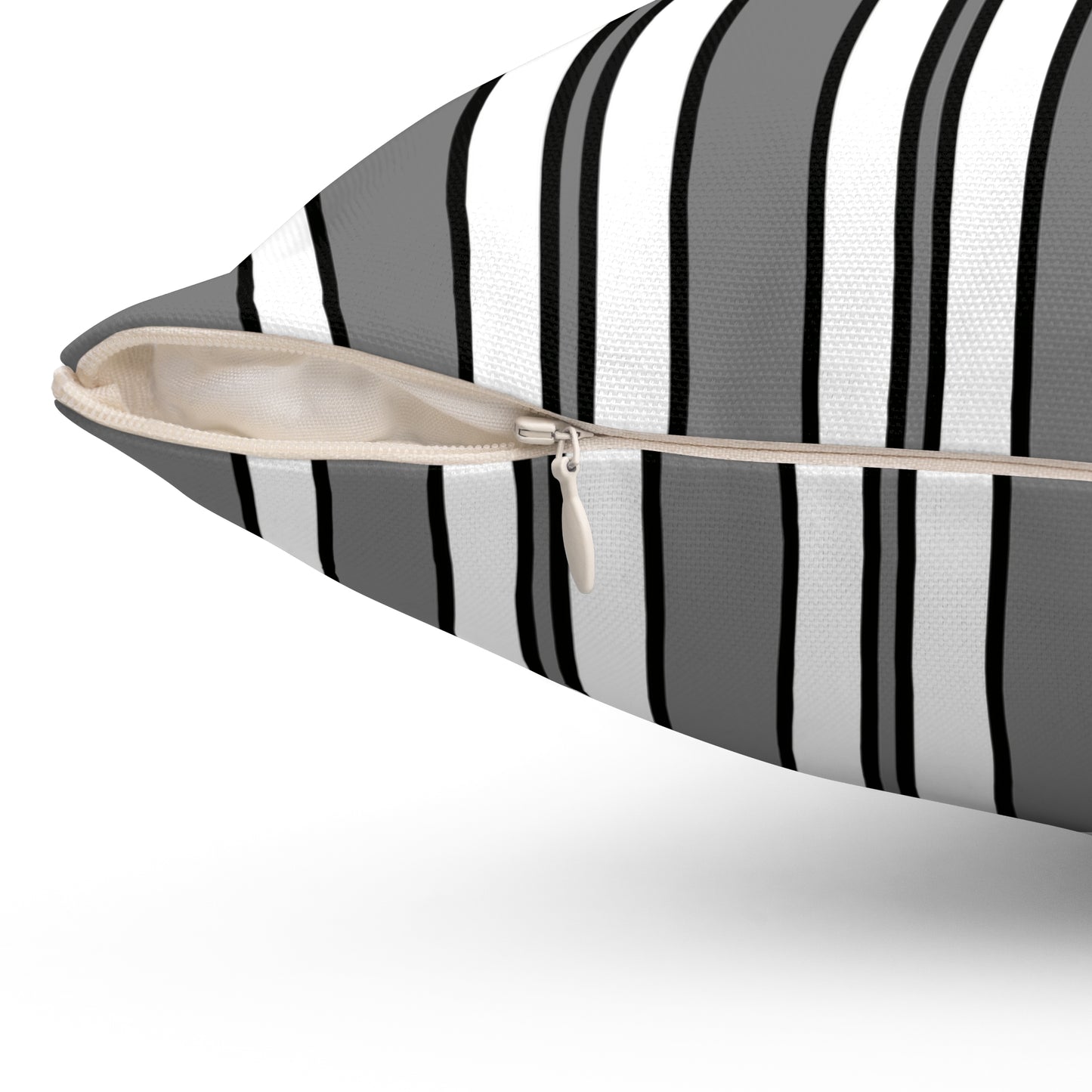 Grey, White Retro Stripes Cushion Pillow