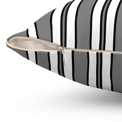 Grey, White Retro Stripes Cushion Pillow