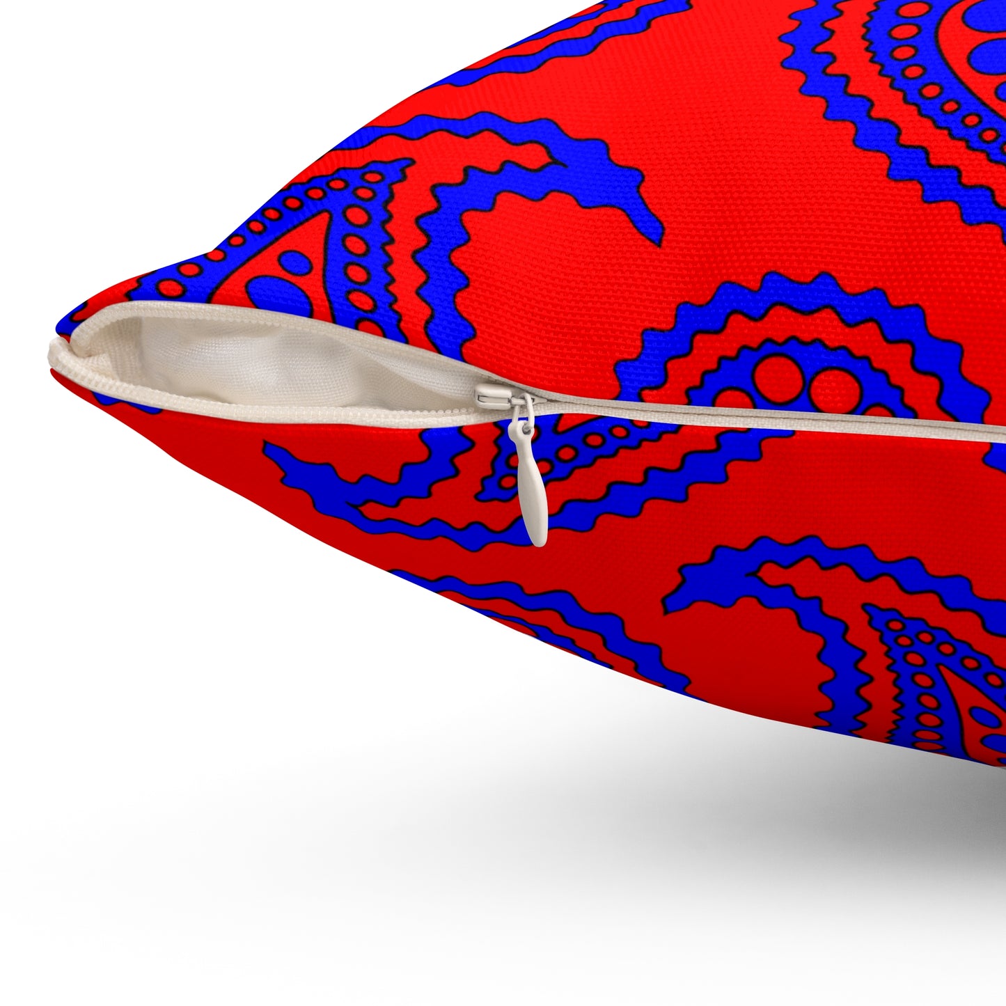 Red, Blue Retro Paisley Cushion Pillow