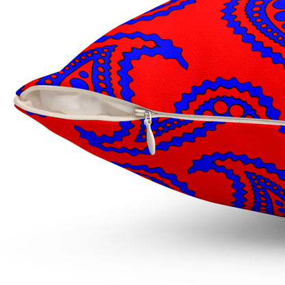 Red, Blue Retro Paisley Cushion Pillow