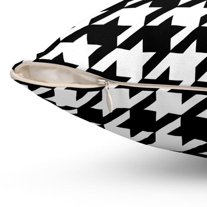 Black, White Retro Houndstooth Cushion Pillow