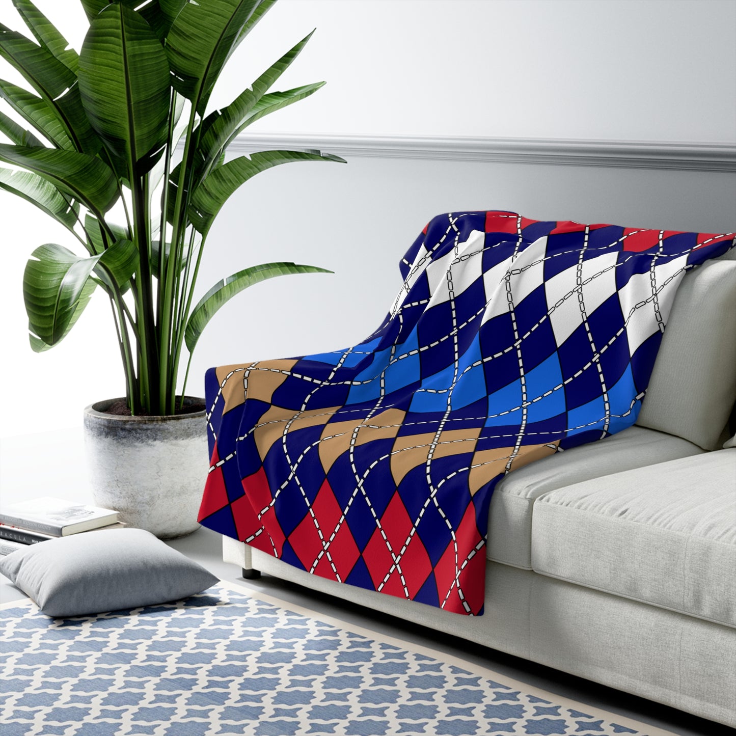 Tristan Da Cunha Retro Argyle Blanket Throw