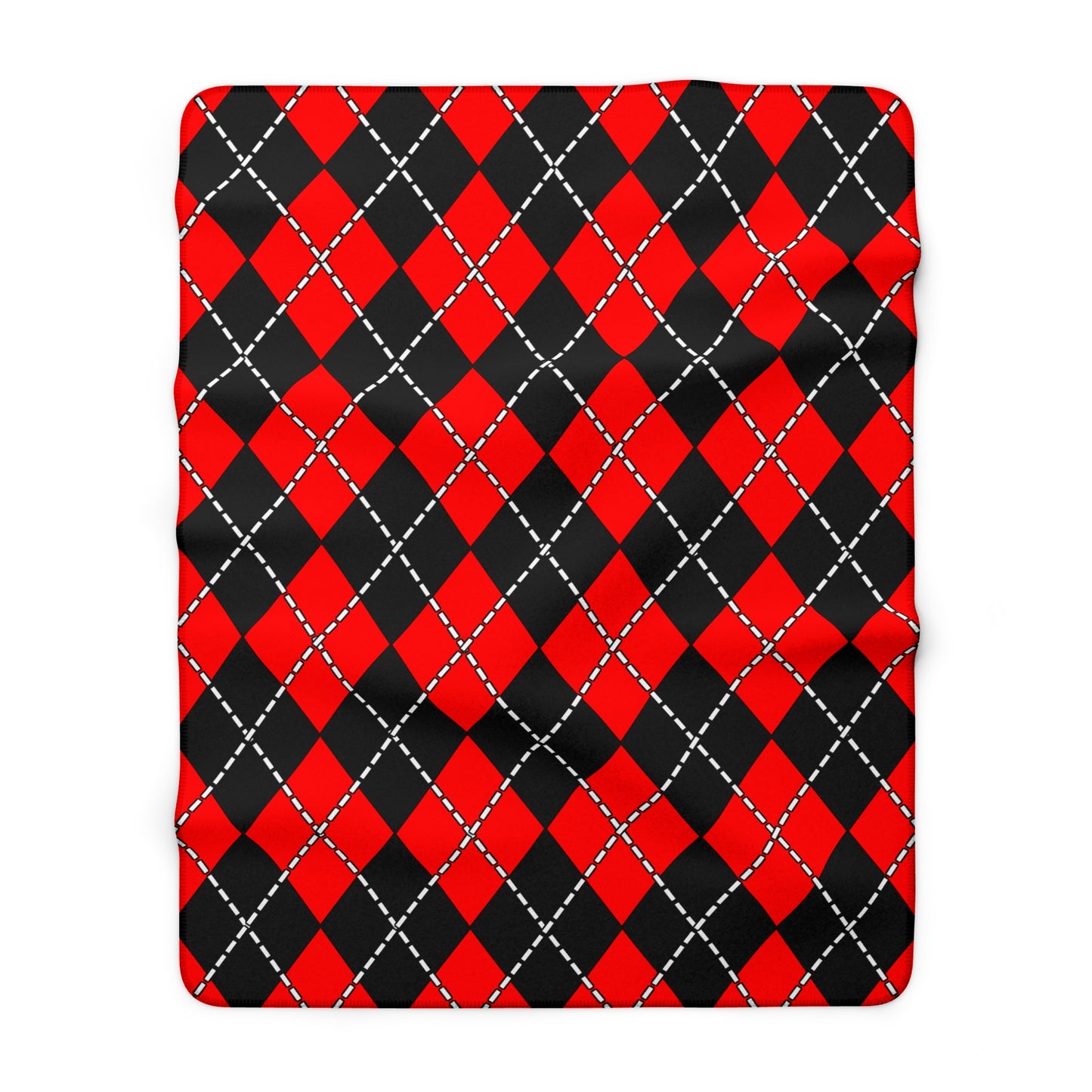 Red, Black Retro Argyle Blanket Throw